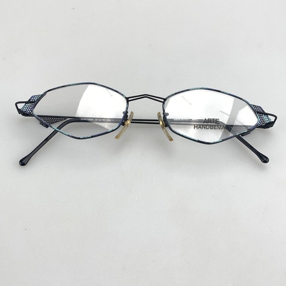 ARTE Eyeglasses Frames mod. 7004 Metal Geometric Blue Hand painted Italy NOS - Picture 7 of 8